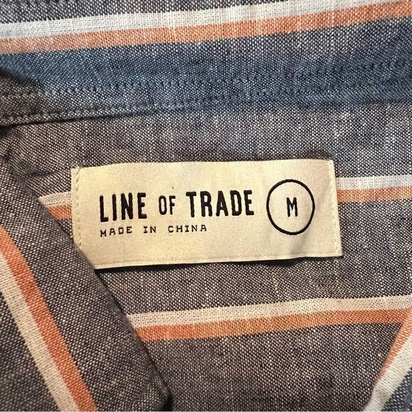 Line of trade cotton & linen blend striped button shirt - Picture 4 of 9
